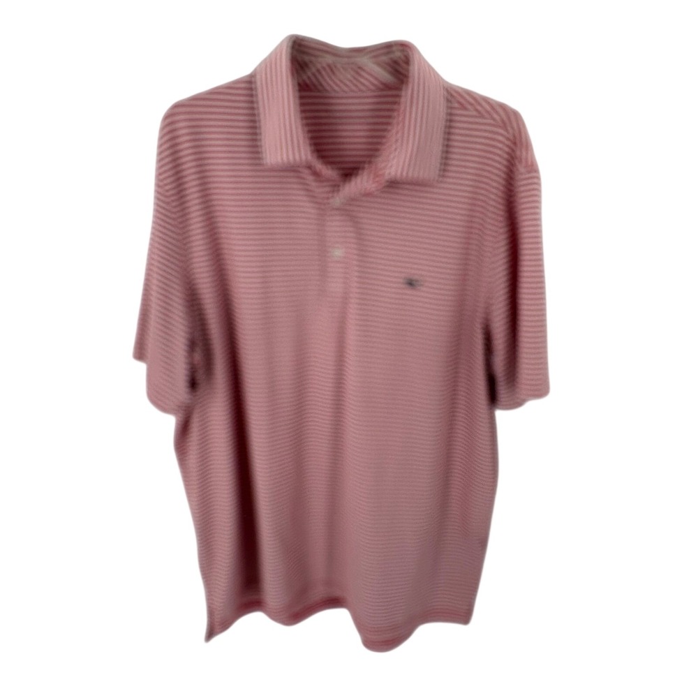 Vineyard Vines Men's Red Striped Performance Polo Shirt XL Whale Logo